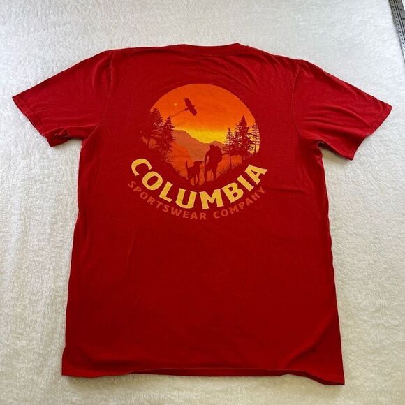Columbia Sportswear Company T-Shirt Mediun Red Short Sleeve Back Hiking Graphic - Picture 2 of 11